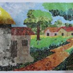 Painting using mosaic applique technique