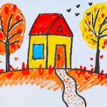 simple autumn drawing for kindergarten