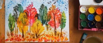 Drawing on the theme of autumn for kindergarten and school