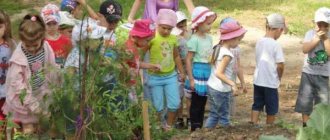 Teacher with children at the site